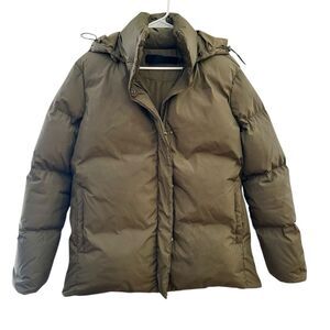 Jenni Kayne Hooded Olive Puffer Coat Size XS